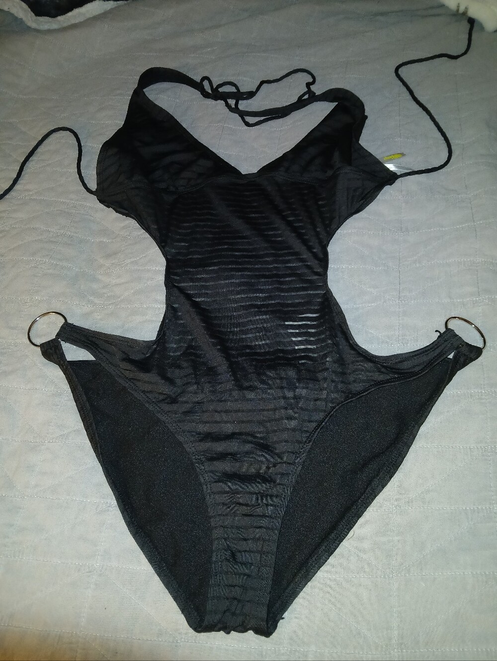 Charlotte Russe Black One-Piece Cutout Swimsuit